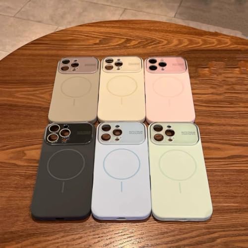 Protection objectif iPhone 14 coque silicone liquide magnétique rose - 4