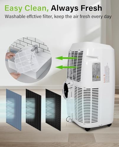 Image of Hykolity WiFi Enabled Portable Air Conditioner, 12,000 BTU 5 in 1 Quiet Smart AC Unit with 3-Speed Fan, Dehumidifier, 24H Timer & Sleep Mode, Window Kits for Home, Rooms, Up to 550 Sq.Ft