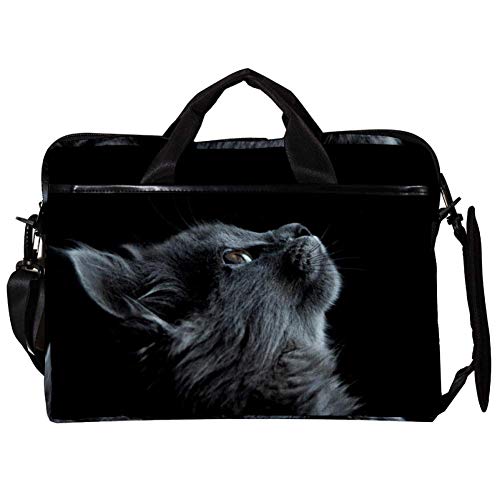 Sacoche ordinateur 14-15.4" motif chat gris finitions haut de gamme