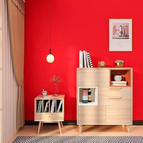 Image of WISDOM Glossy & Matte Wallpaper Peel & Stick Contact Paper Self Adhesive Vinyl for Kitchen Cabinet and Furniture Countertop Waterproof Removable (12x80 Inch, Red Matte)