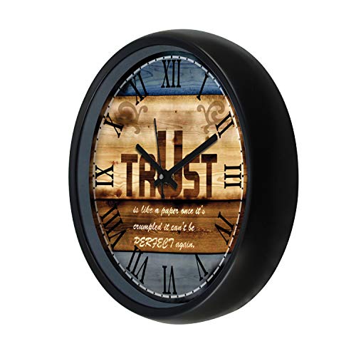 Image of Amazon Brand - Solimo 12-inch Plastic & Glass Wall Clock - Day Dream (Silent Movement), Black