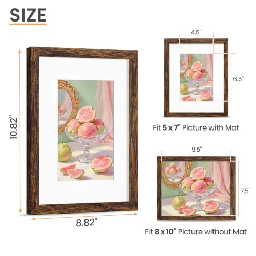 Image of upsimples 8x10 Picture Frame Solid Wooden, Nursery Decor, 1Pack Walnut | 100% Solid Wood, Fit 5x7 with Mat and 8 x 10 Photo, Farmhouse Wall Decor or Tabletop Display, Safe For Nursery Kids Room