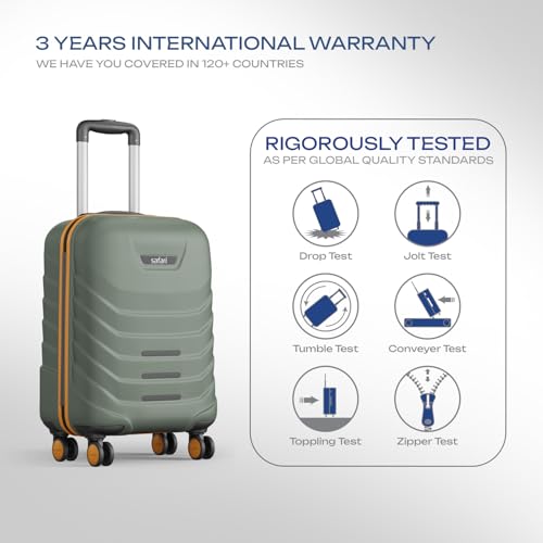 Image of Safari Cabin Crescent 8 Wheels 56cm Small Trolley Bag Hard Case Polycarbonate 360 Degree Wheeling System Luggage, Travel Bag, Suitcase for Travel, Trolley Bags for Travel, Thyme Green