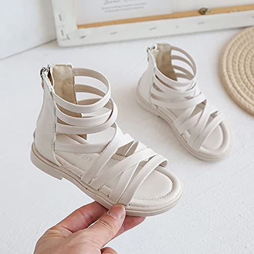 Toddler Girl Dress Shoes Children Shoes Open-Toed Non-slip Soft-soled Princess Beach Sandals Kids Girls Girl's shoes (Beige, 10 Little Kid)3