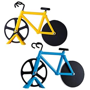 WENTS Fiets pizzasnijder, 2 stuks, van roestvrij staal met antiaanbaklaag, robuuste keukenhulp met scherpe snijpad, geschikt voor feestjes enz., interessant kerstcadeau