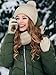 3 in 1 Winter Set, Womens Padded Beanie with Pom Poms Knitted Longe Scarf Leather and Fleece Lined Touchscreen Gloves Oatmeal