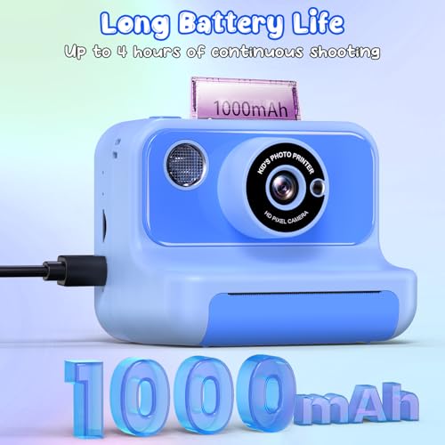 Image of Kids Camera Instant Print, Christmas Birthday Gifts for Girls and Boys | Kids Camera with 32GB Card, Toddler Toy Camera for 3-12 Years Old, Blue