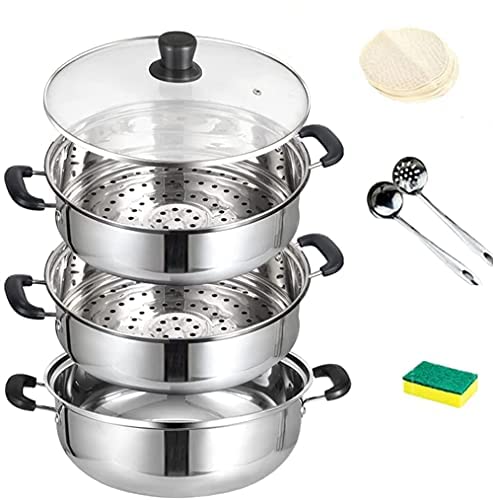 Amazon｜多機能 蒸し鍋 蒸し器 二段 三段 「3層底」蒸しもの鍋対応熱源