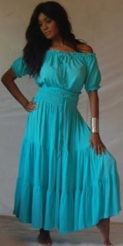 LOTUSTRADERS Maxi Peasant Dress Smocked 