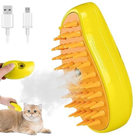 Cat Steam Brush - 3 In1 Steamy Cat Brush - Cat Steamy Brush With Water - Multifunctional Cat Grooming Brush for Removing Tangled and Loose Hair (MultiColor)