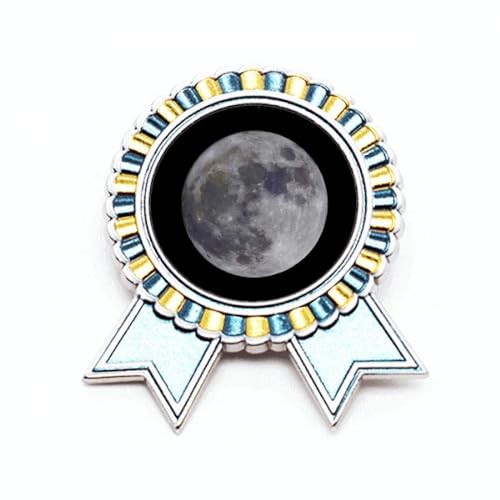 Broche Big Moon Dark Night en métal style Art déco taille M