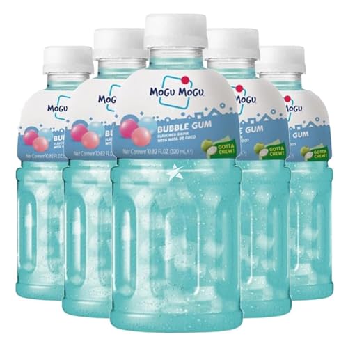 MOGU MOGU Real Fruit Juice with Nata De Coco 320ml | Random Flavours Selected (24 Case (COTTON CANDY + BUBBLE GUM))