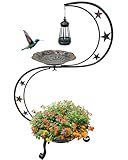 OUISJYER Solar Bird Bath for Outside, Vintage Metal Bath...