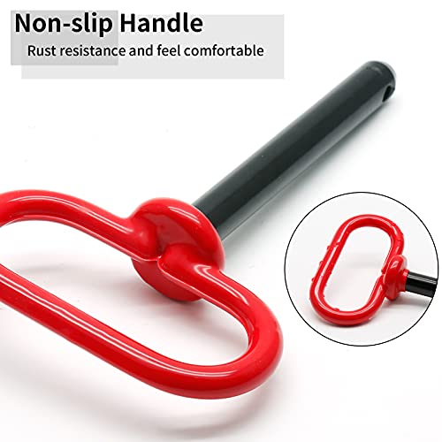 Bonsicoky 2Pcs Tractor Towing Hitch Pin And Clip, 1/2 X 4 Inch Trailer Gate Pin For Towing Tractor, Rv, Truck, Boat, Car - Red Handle #TOP3