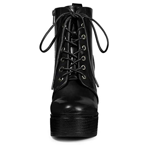 Allegra K Women's Platform Chunky High Heel Lace Up Combat Boots3