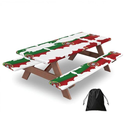 Mantel de mesa de camping impermeable y fundas de banco para picnic 2