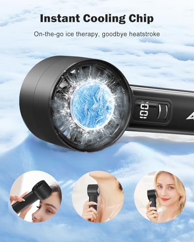 AMACOOL Handheld Fan with Ice Cooler, Mini Portable Fan Rechargeable, 18Hrs Cooling, 0-100 Adjustable Speed, Small Yet Powerful, Personal Hand Fans for Travel, Beach, Outdoor, Makeup, Gifts for Women - Thumbnail 2