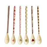 RICE Melamin Latte-Löffel 6er Set Bon Vivant, lange Dessertlöffel ca. 22 cm, BPA-frei, spülmaschinengeeignet, leicht & bruchfest, für Latte, Eis & Desserts