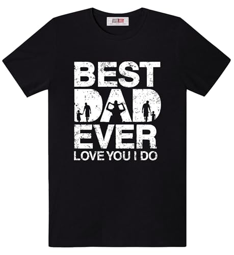 Arvilhill Father's Day T-Shirt from Daughter Son Fist Bump Tax First Time Distressed Patterns Regular Fit Comfortable Cool Funny Classic Trendy Love Tee Shirts Black Best Dad Ever L
