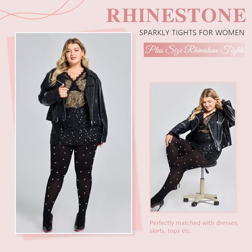 MANZI Sparkle Rhinestone Plus Size Tights for Women Queen Size Sparkly Stockings Shiny Opauqe Pantyhose3
