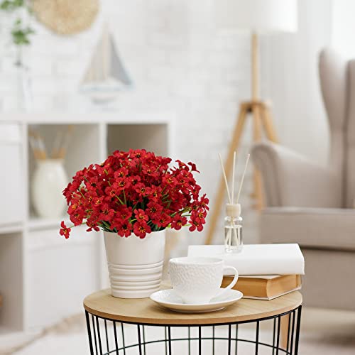Cewor 16 Bundles Artificial Flowers For Outdoors, Fake Silk Flowers Faux Plants Uv Resistant For Hanging Planters Window Box Front Porch Indoor Outside Decorations (Red) #TOP2