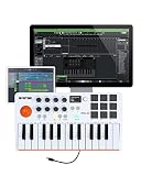 HXW USB MIDI Keyboard Controller With 25 Velocity Sensitive Keys, 9 Drum Pads, OLED Display, Bluetoo
