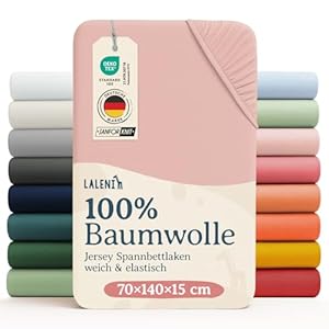 Laleni Jersey Spannbettlaken 70x140 cm Babybett 2er Set - Oeko-TEX zertifiziertes Bettlaken 70x140 cm Kinderbett - Kinderbettwäsche 70x140 100% Baumwolle - Spannbettlaken 70x140 Baby in Rosa