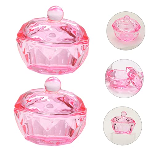 2 piezas cuencos acrílicos con tapa para manicura miniatura 4