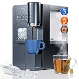 3-in-1 Water Dispenser with Ice Maker - Coffee Maker Countertop Bullet Ice Maker 16.6 lbs/24H with Timer, Hot/Cold/Warm Adjustable Volume Water, K-Cup® Ground Coffee Brewer for Home Office Gift