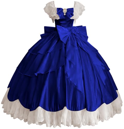 TRHTX Gothic Ruffle Royal Blue Wedding Dresses Satin Vintage Dresses
