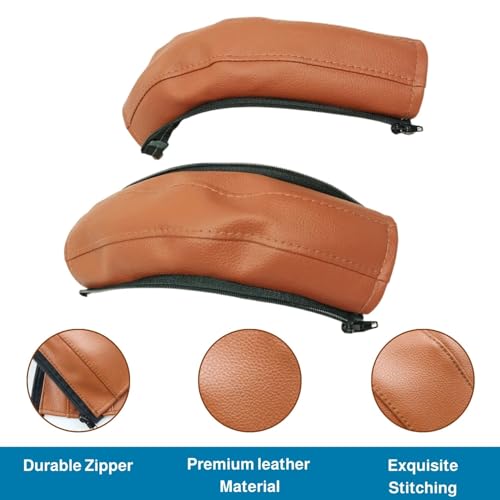 2 Stück Kinderwagen Griffbezug, Schiebegriff Abdeckung für Buggy, Handle Protector Cover für Kinderwagen Armlehne, Pu-Leder Schutzhülle Braun (26 x 22 x 10.5 cm)