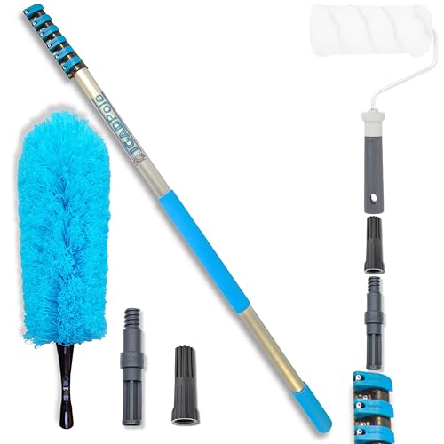 IGADPole 7m (24ft) Telescopic Extension Pole, Microfiber Duster, Acme Connector and Paint Roller Adapter