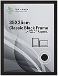 FRAMANEX Classic Picture Poster Frame, 35 X 25cm Black Wood Finish, Portrait/Landscape Rectangle 14 X 10 inches