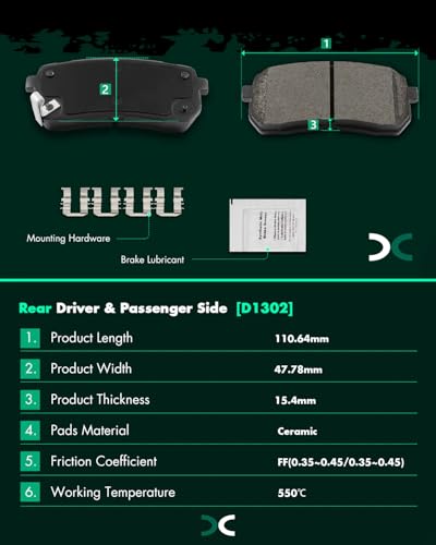 Image of SCITOO D1301 D1302 8PCS Front and Rear Ceramic Brake Pad Sets | Fit 2007-2012 For Hyundai For For Veracruz 3.8L