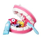 harayaa Mundhygiene-Lernspielzeug weich Zahnputz-Spielzeug mit Plüschzahnbürste flauschig Zahnpflege-Spielzeug mit Zahnseiden-Werkzeug für Babys, Tagespflege