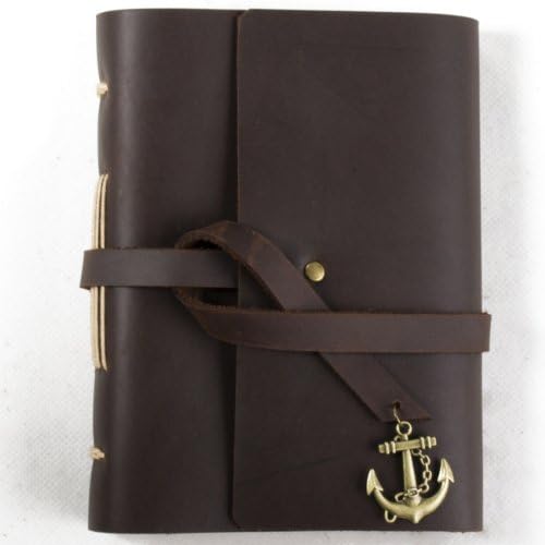 Ancicraft Small Leather Journal with Anchor For Men Women Vintage Diary Handmade A6 Lined Craft Paper Brown with Gift Box (A6-Anchor-Lined craft paper) Ancicraft Small Leather Journal with Anchor For Men Women Vintage Diary Handmade A6 Lined Craft Paper Brown with Gift Box (A6-Anchor-Lined craft paper)