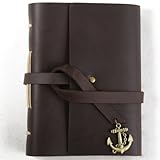 Ancicraft Small Leather Journal with Anchor For Men Women Vintage Diary Handmade A6 Lined Craft Pape