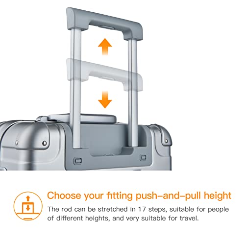 Bamboo Wolf 20-Inch Aluminum-Magnesium Alloy Carry-On Luggage Hardside Boarding Suitcase, Built-In Tsa Lock, Zipperless Fashion With Spinner Wheels For Travel / Business, Silver #TOP4