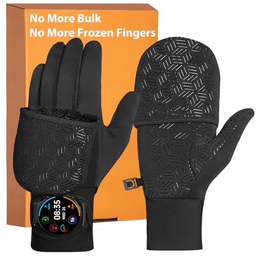 Best Winter Gloves for Dog Walking: Stay Warm and Stylish! 9 RIGWARL Winter Running Gloves for Men Women, Touchscreen Warm Gloves Convertible Mittens with Watch Window, Anti-Slip Winter Thermal Glove for Men Women Cold Weather Jogging Hiking Cycling Dog Walking