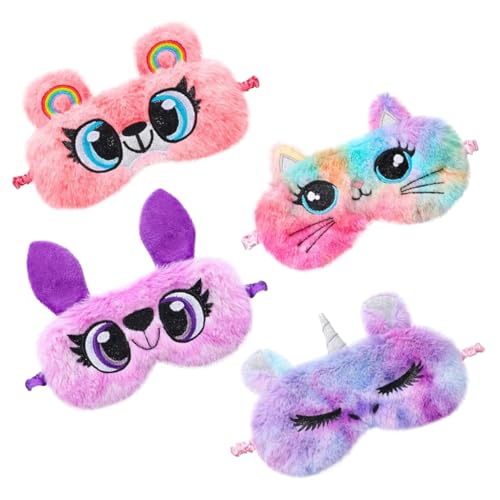 HAWILLOSCH 4個 ぬいぐるみアイ 眠っている目 猫の 眠る目 スリープ 睡眠用アイ 漫画の ホームシェード 子供用の目隠し お昼寝カバー 遮光