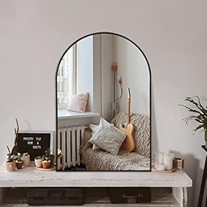 Arched Wall Mirror for Bathroom,Mirrors for Wall,24”x36”,Vanity Mirror for Bedroom Dresser, Entryway, Living Room, Metal Frame (36”x24”,Black)