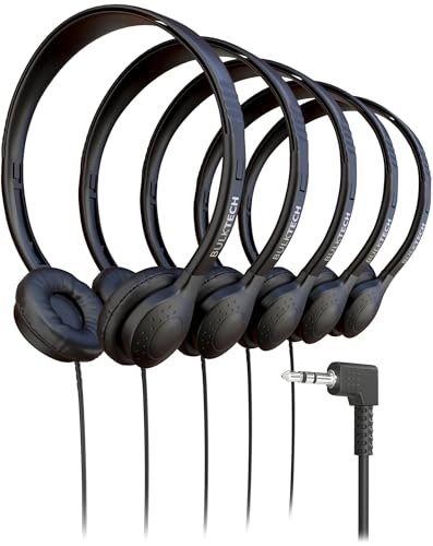 5 Pack Bulk Wired On-Ear Leather Headphones with 3.5mm Connector,