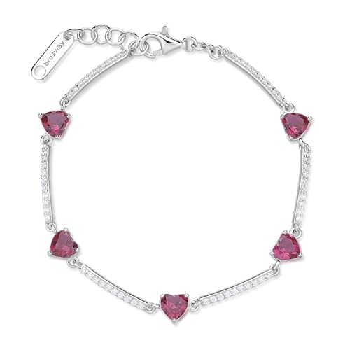 Bracelet tennis femme argent 925 Brosway Fancy FPR118 avec zircon blanc et coeur rouge