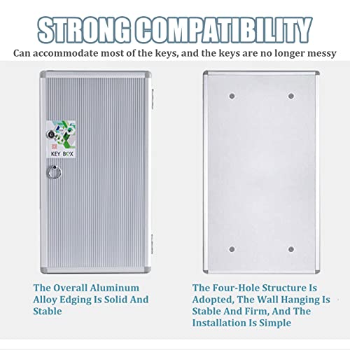 Multi-Size Key Management Box, Wall-Mounted Aluminum Alloy Key Box, Key Cabinet Manager, Large Key Storage Cabinet With Lock,Color Key Label Sticker And Hook (Color : Silver, Size : 120) #TOP3