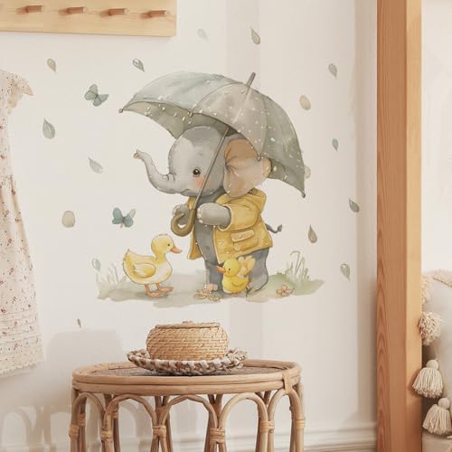 Vinilo decorativo elefante y patitos acuarela para niños miniatura 3