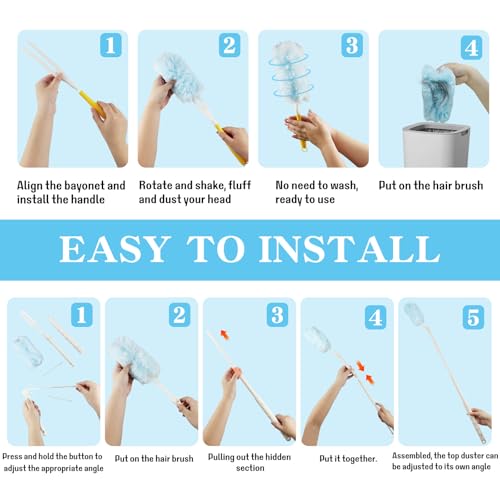 32 Stück für Swiffer Duster Staubmagnet Nachfüllpack Set,360° für Swiffer Staubwedel Teleskop Starterset, für Swiffer Staubwischer mit Teleskopstange, für Allergene, Tierhaare, Reinigung, Gegen Staub