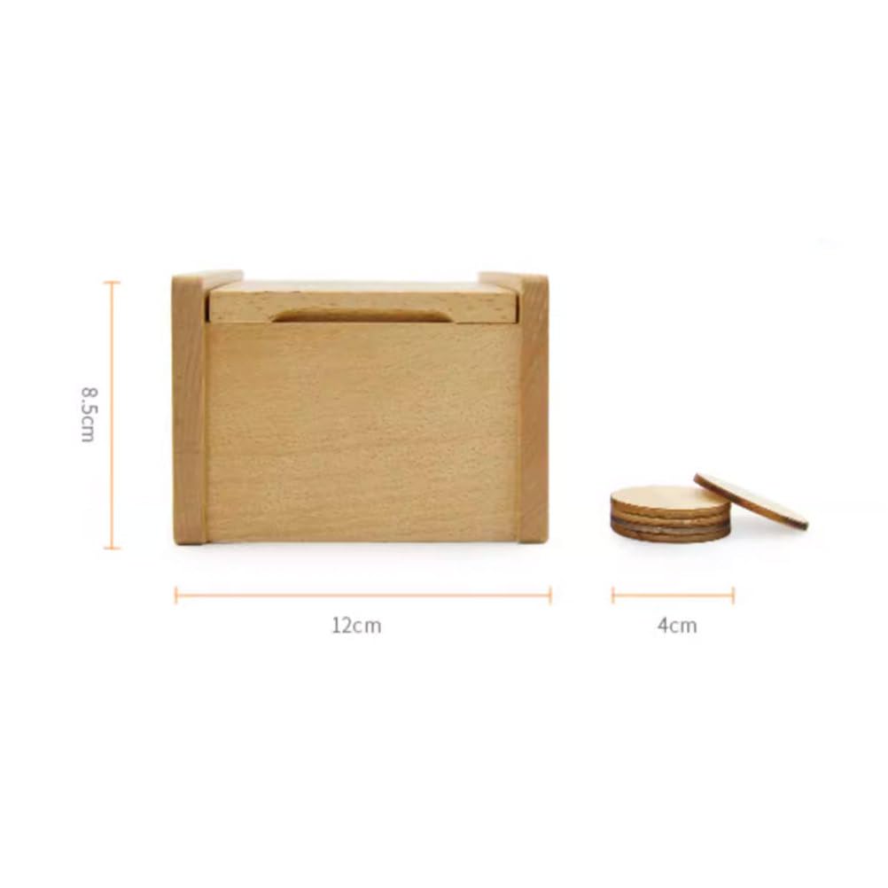 Montessori-Münzfallbox mit Holzscheiben, Spielzeug zur Förderung der Feinmotorik und Hand-Auge-Koordination für Kleinkinder 15-16 Monate