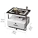 Smart bedside table with LED light, wireless charging smart bedside table with password lock, double-layer storage countertop: tempered glass and slate, steel frame bracket, modern solid wood furnitur