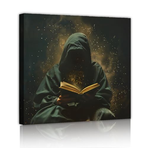 Sorcier à capuche sur toile 90x90cm pour habiller un grand mur vide de bureau