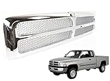 EzMech Chrome Grille Assembly - Compatible With Dodge Ram 1500 (1994-2001) & Ram 2500/3500 (1994-2002) - Chrome Frame, Honeycomb Mesh Insert